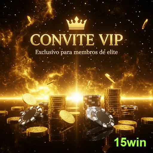 Imagem promocional do 15win destacando benefícios VIP, com o logo do 15win ao fundo